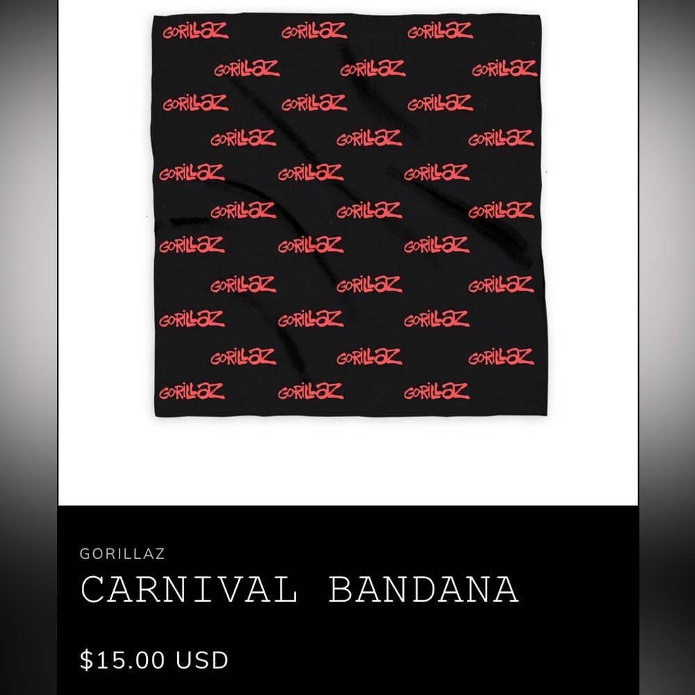 Gorillaz carnival bandana. New & sealed